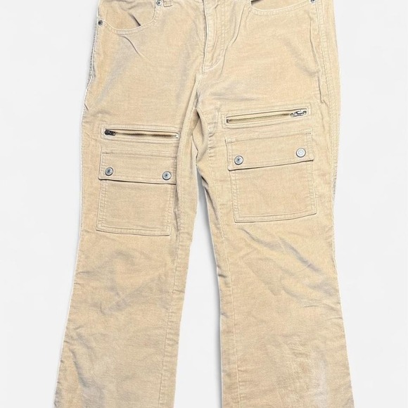 GAP Pants - Vintage Y2K GAP Stretch Corduroy Utility Cargo Bootcut Pants Tan Beige, Size 4